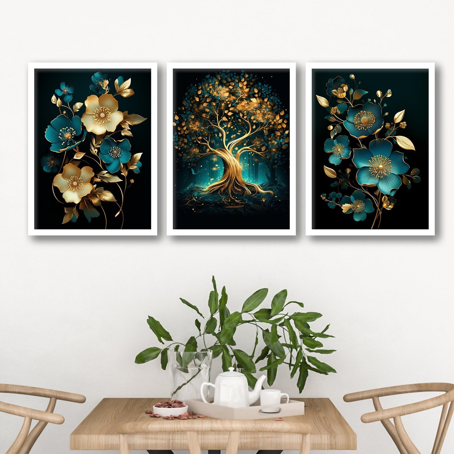 Golden Flower And Tree Art