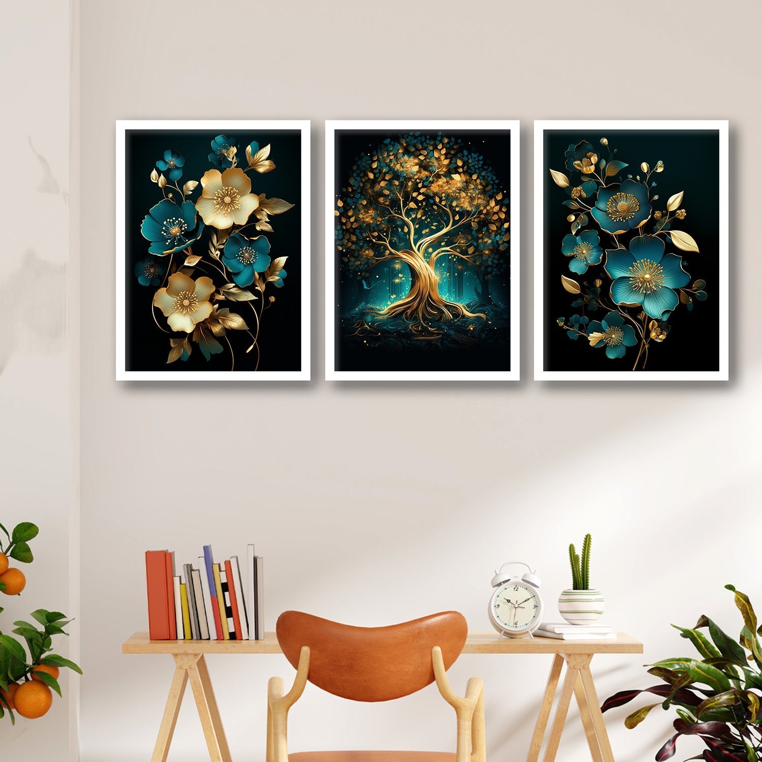 Golden Flower And Tree Art