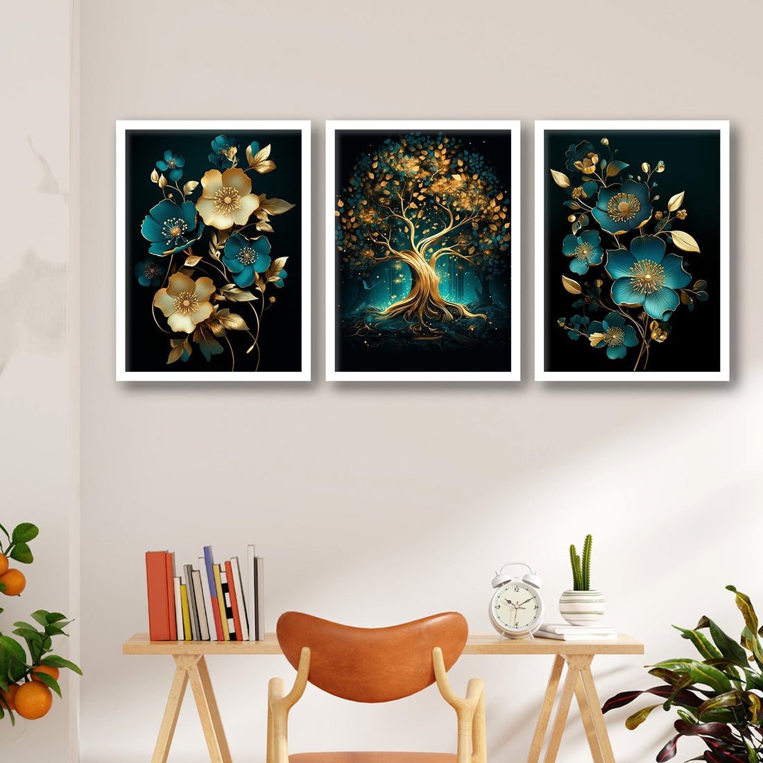 Golden Flower And Tree Art