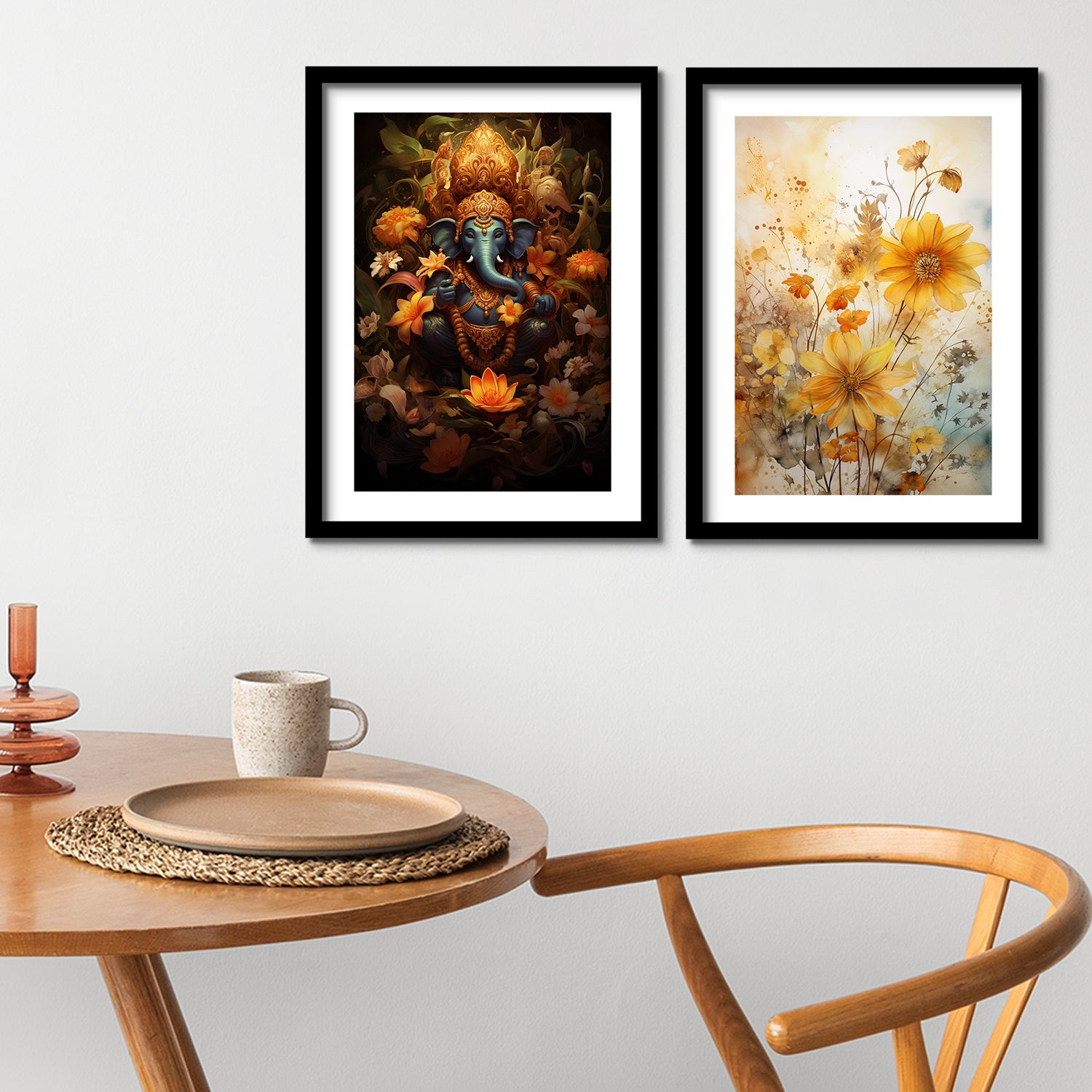 Sunflower And Ganesh Ji Art