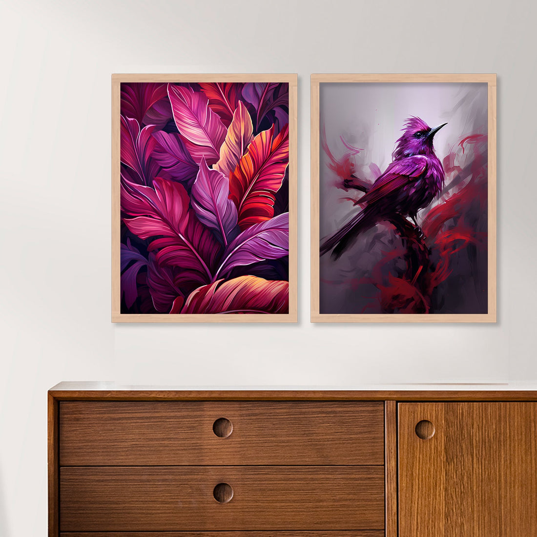 Pink Colour Leaves Art