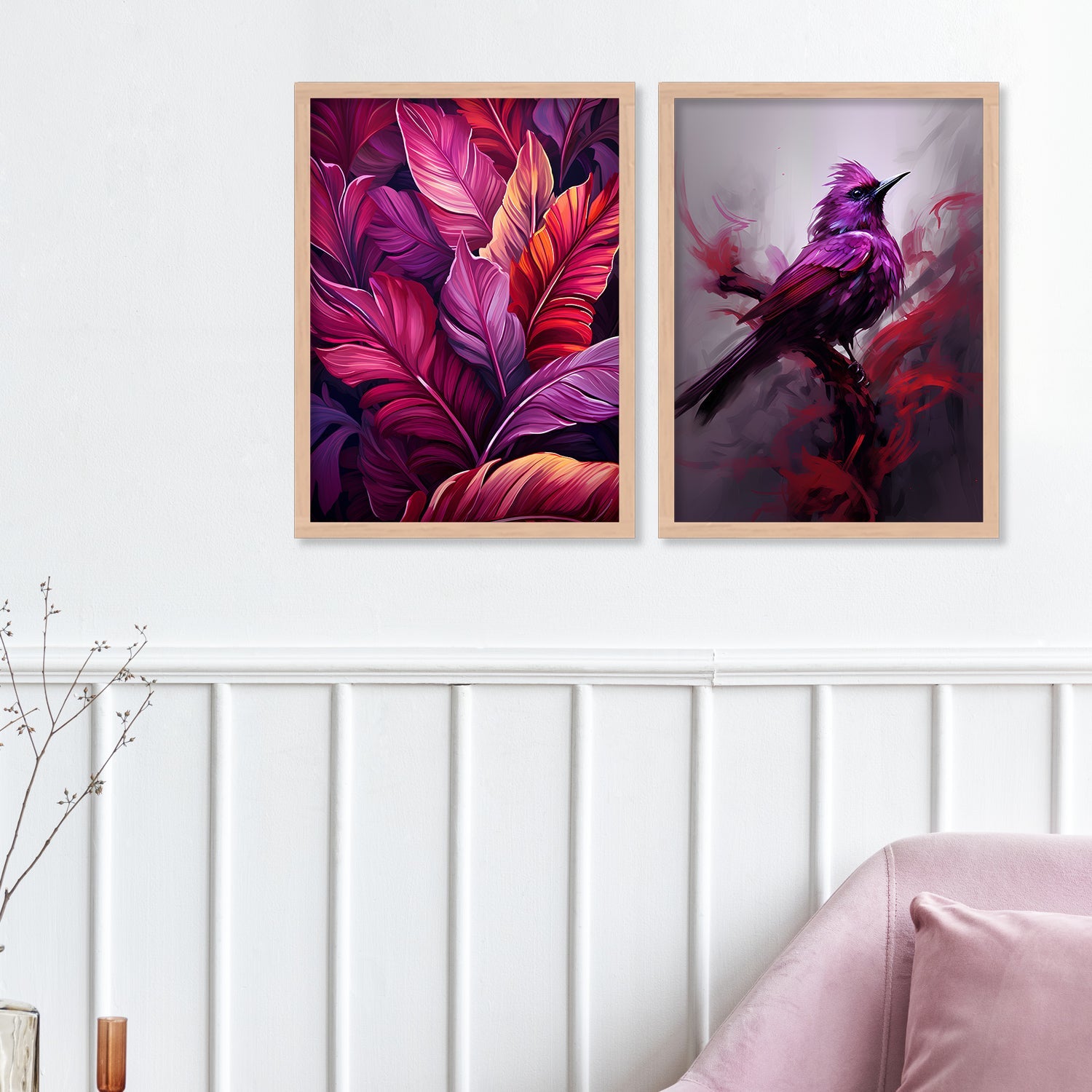 Pink Colour Leaves Art