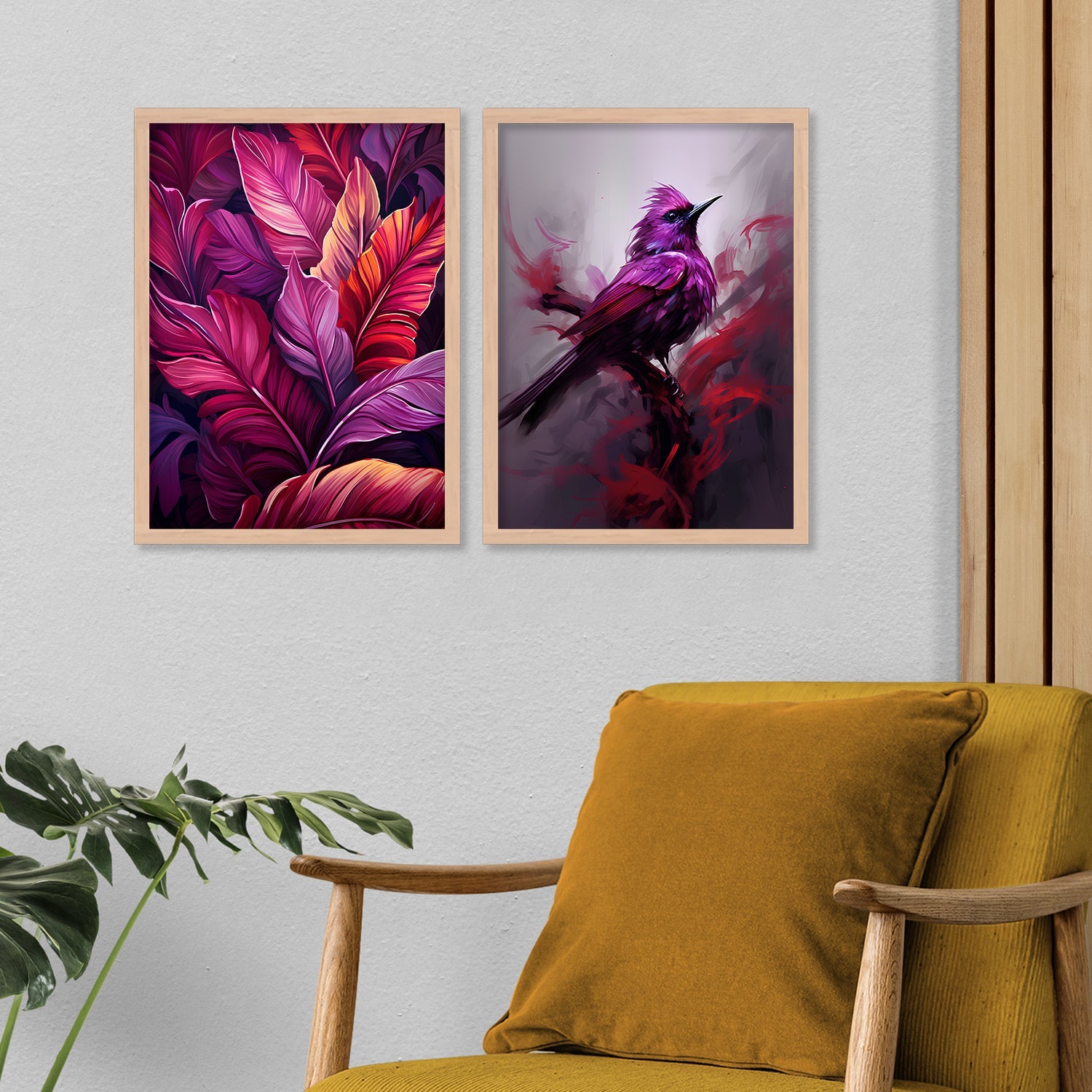 Pink Colour Leaves Art