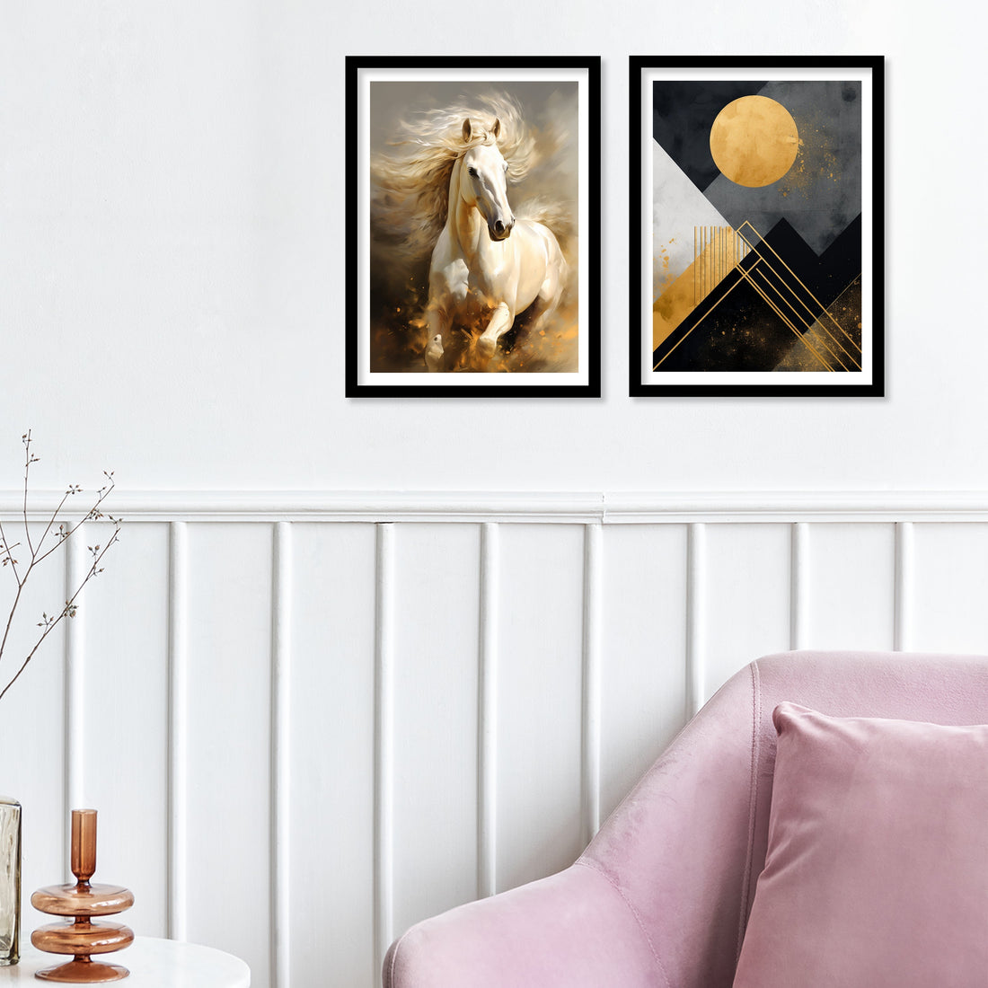 Running Horse With Golden Design