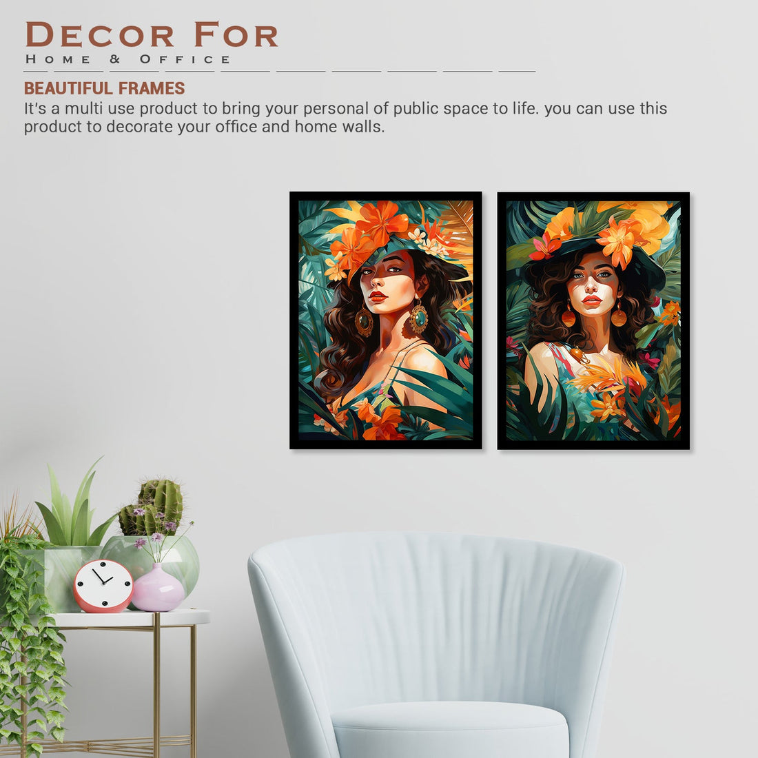 Girls Behind Flowers Art