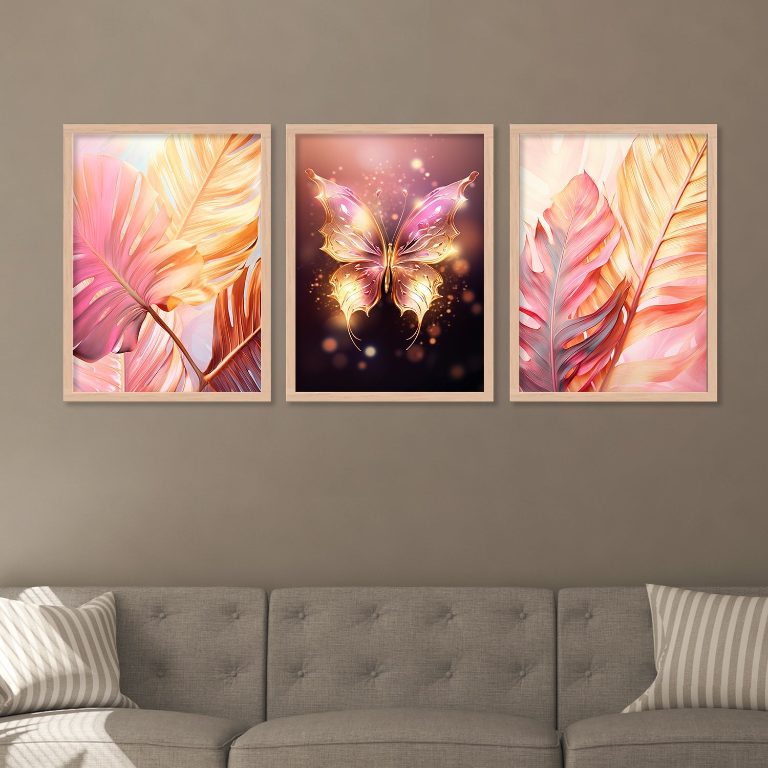 Gold And Pink Shining Butterfly
