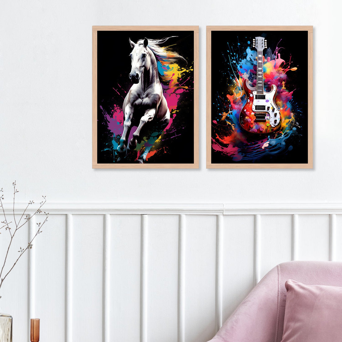 Colour Full Guitar And Horse