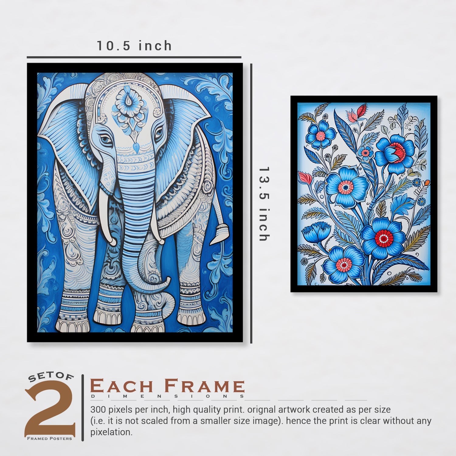 Flower And Elephant Wall Painting