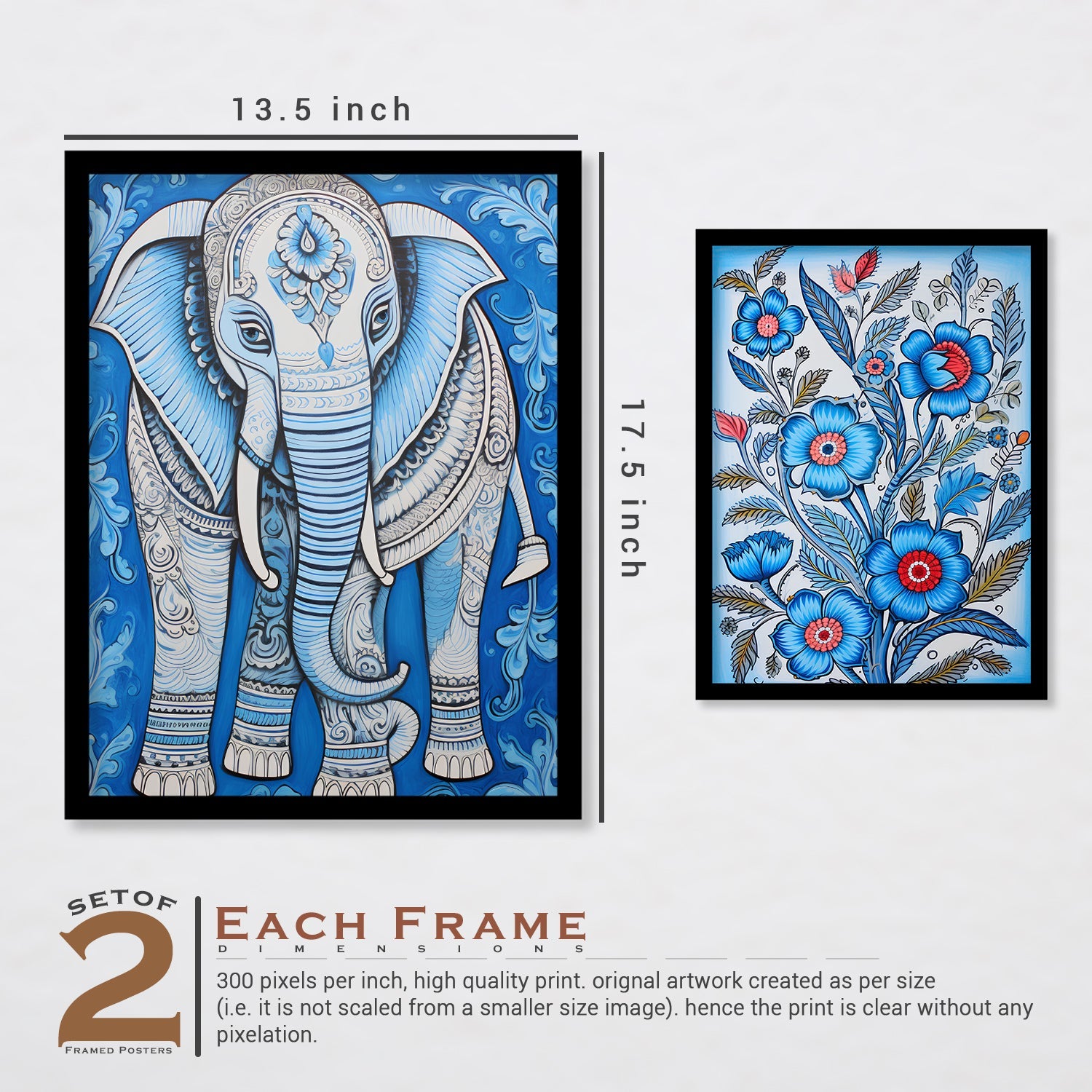Flower And Elephant Wall Painting
