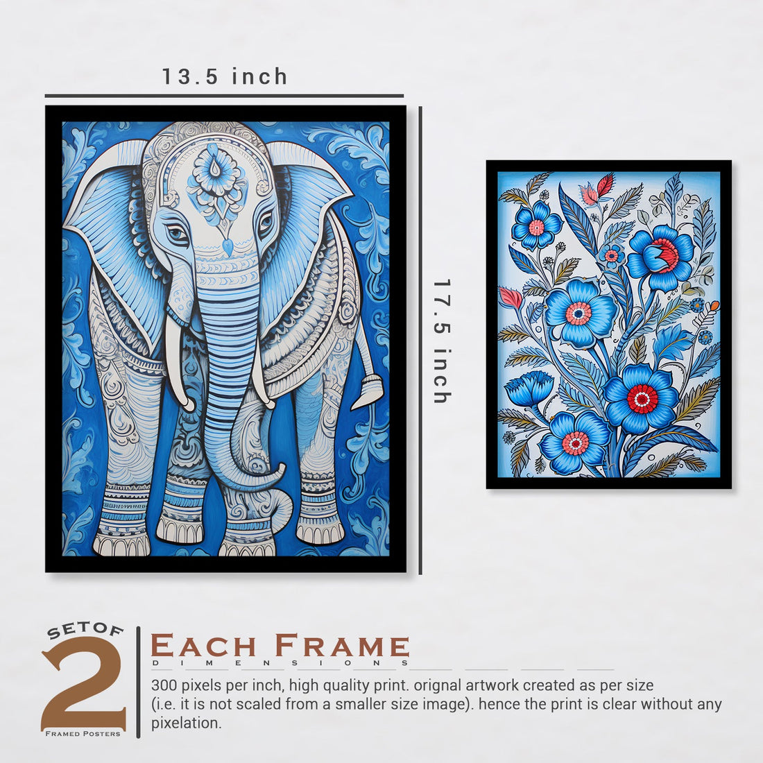 Flower And Elephant Wall Painting