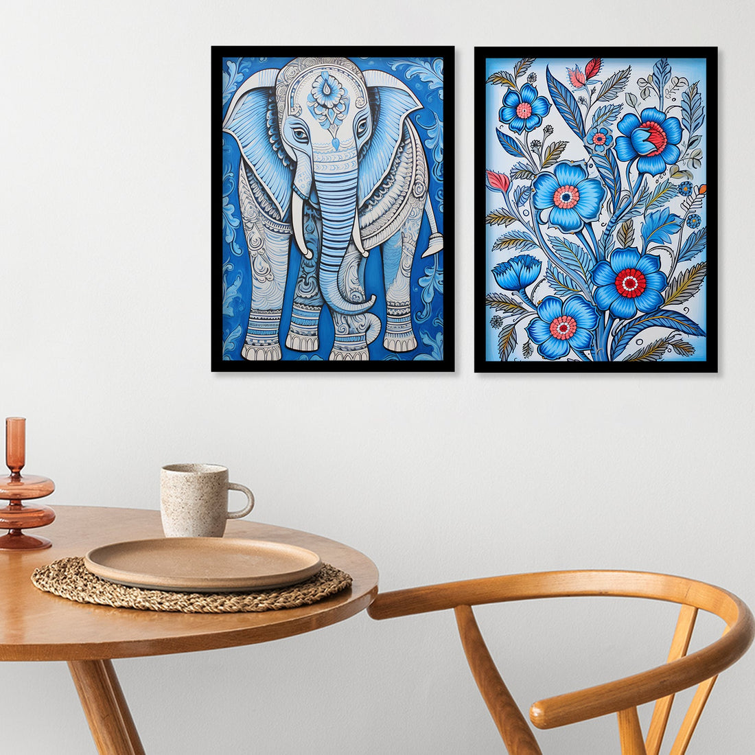 Flower And Elephant Wall Painting