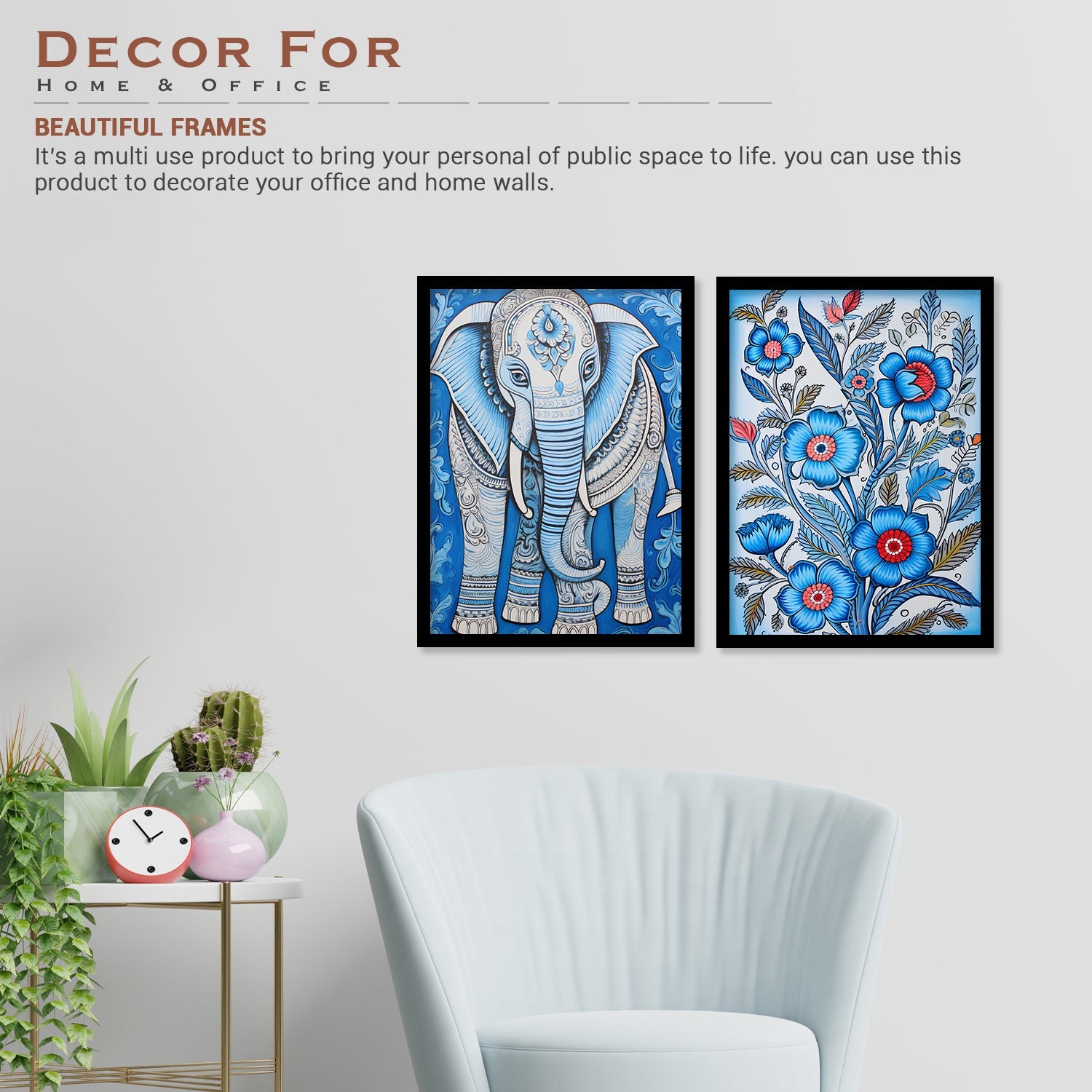 Flower And Elephant Wall Painting