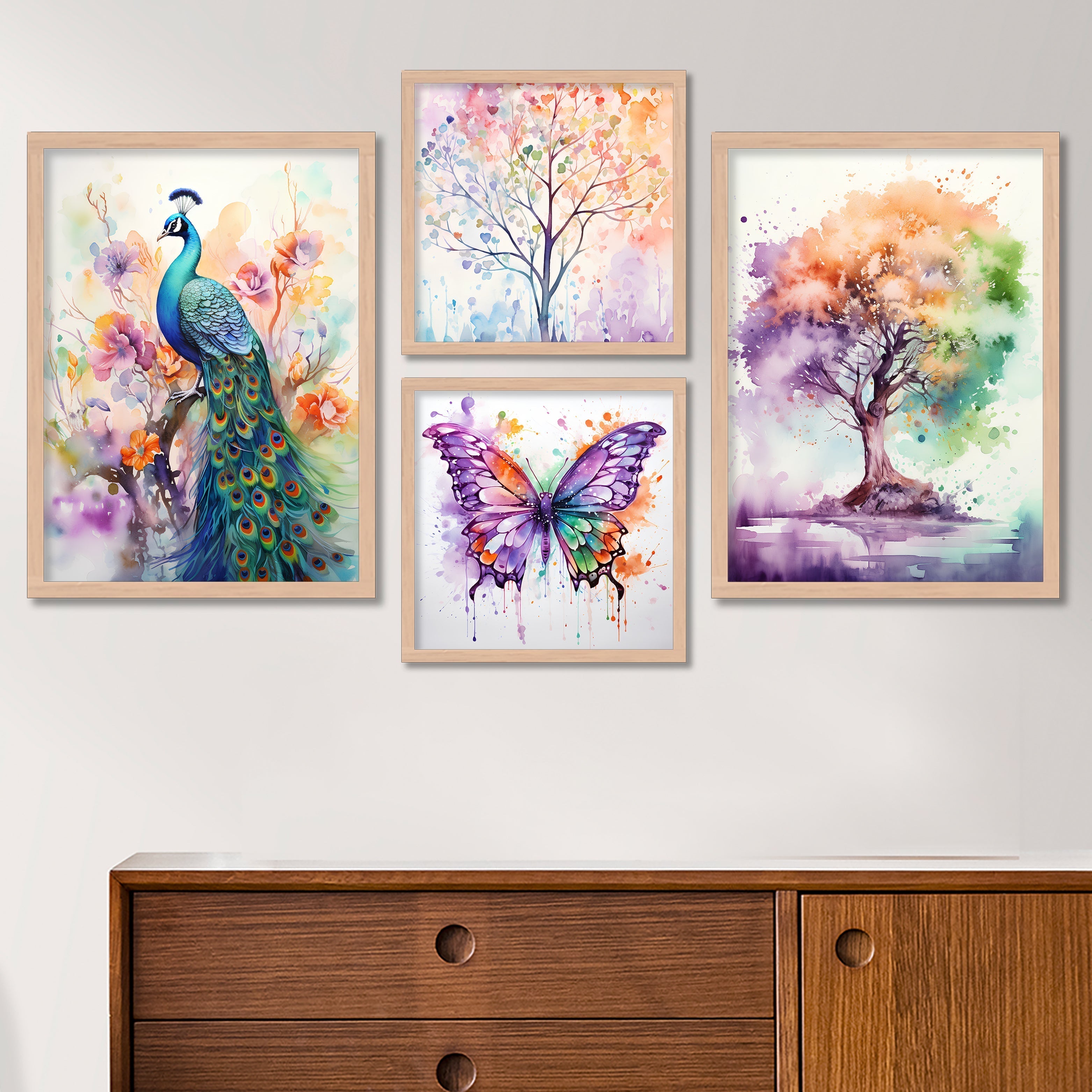 Rainbow Colours Bird Art